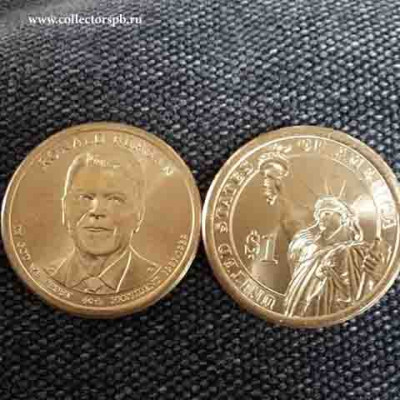 Монета США. 1 доллар 2016 из серии "Президенты США" № 40. Рейган.